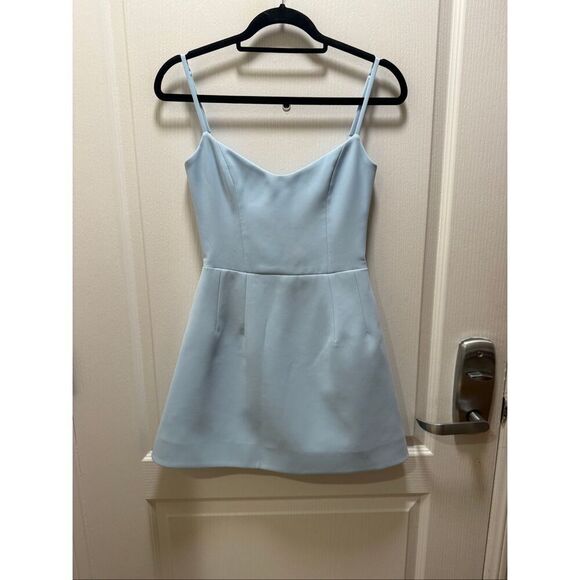 HELSI Light Blue Spaghetti Strap Mini Dress Fit & Flare Sleeveless Party Wedding - Picture 3 of 7